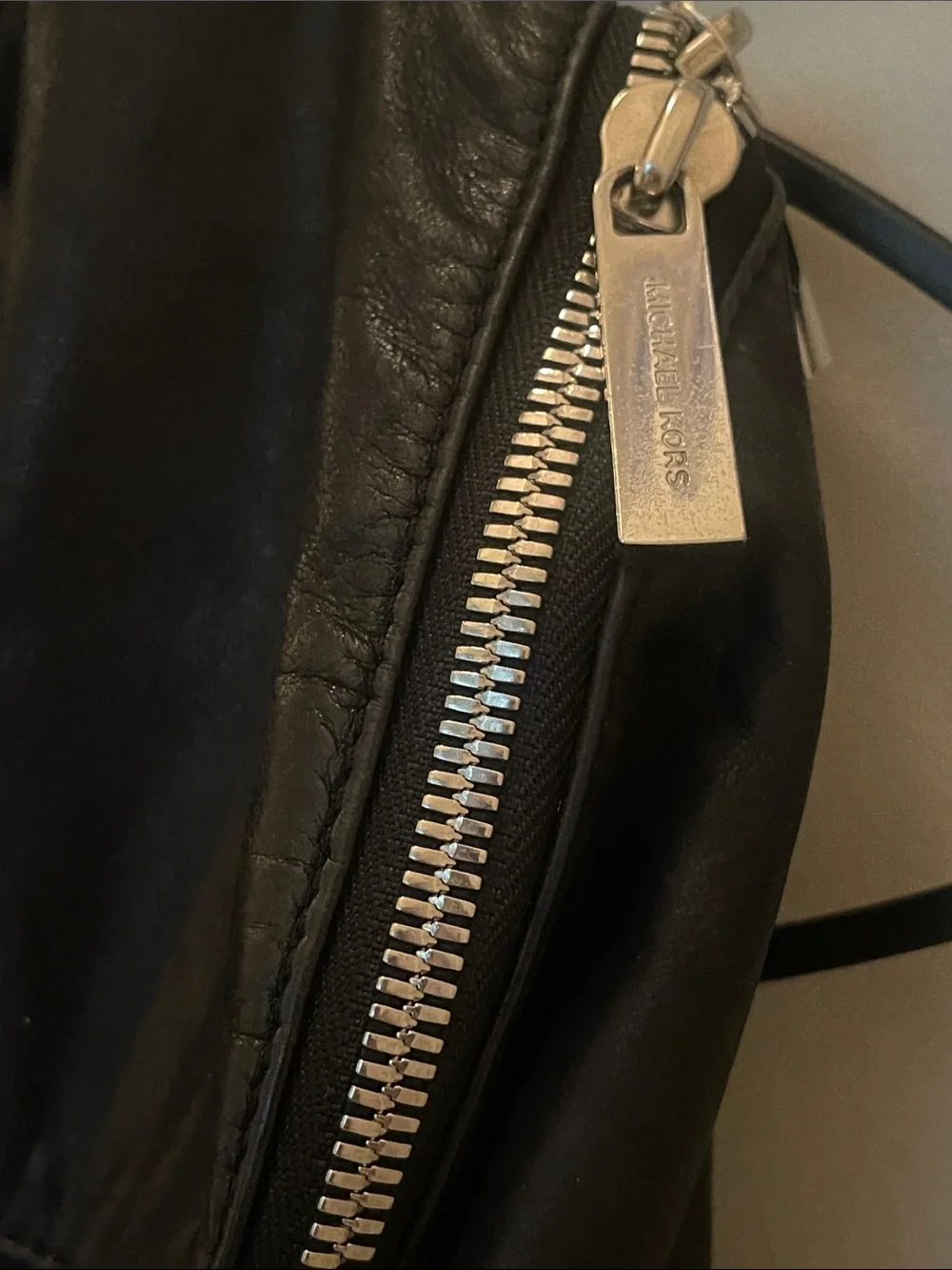 Michael Kors Black Leather Zip-Accent Backpack